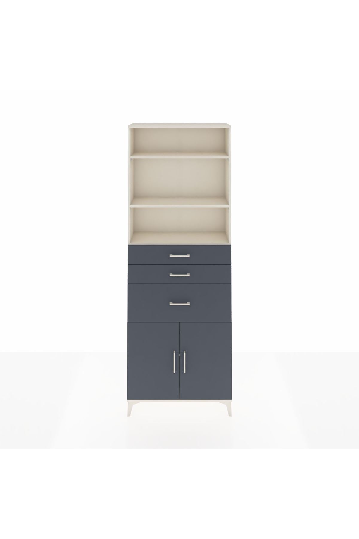 Arges Dolap 4 Raflı 3 Çekmeceli 2 Kapaklı 88x30x243 - S33M082V2A