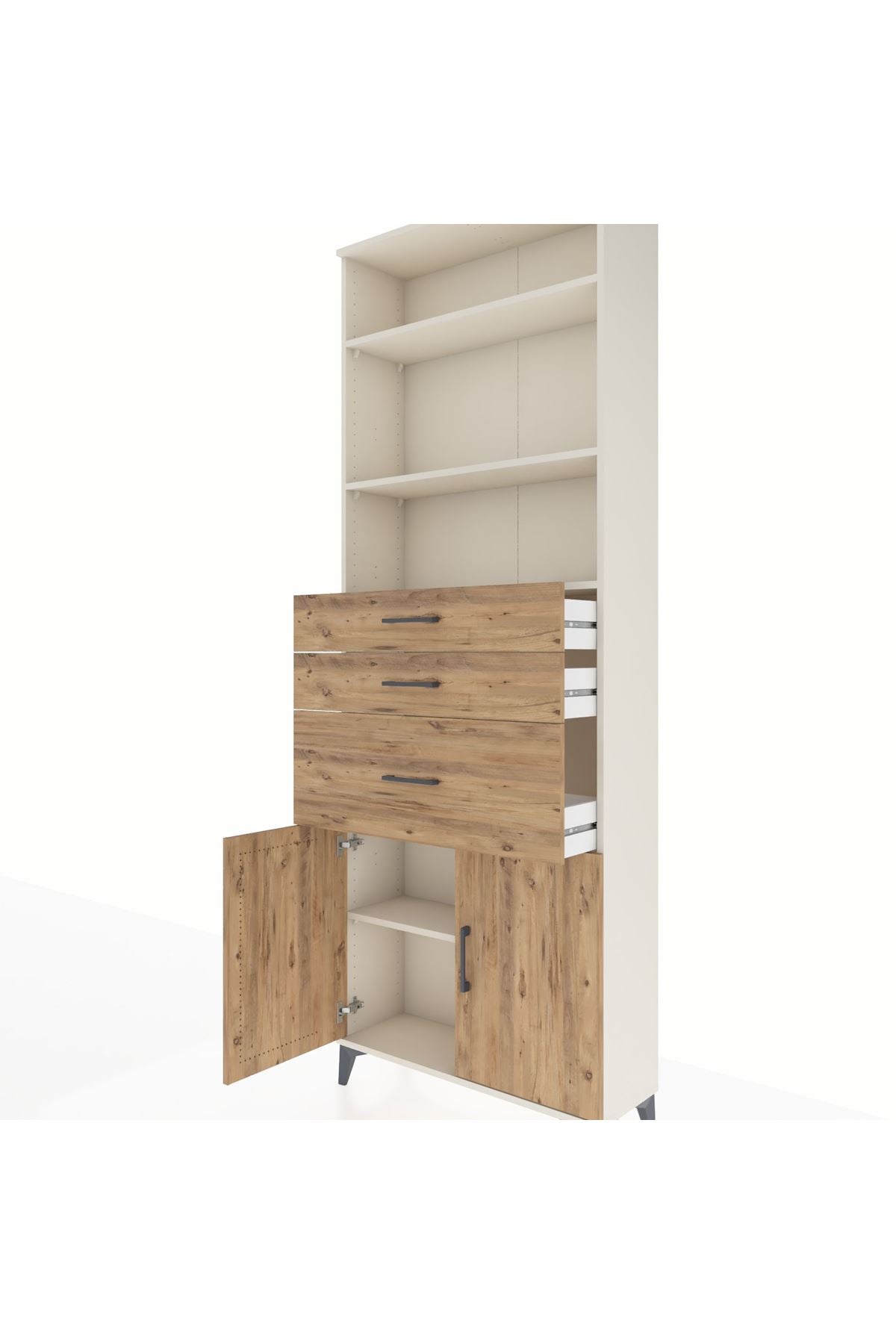 Arges Dolap 4 Raflı 3 Çekmeceli 2 Kapaklı 88x30x243 - S33M082V3A