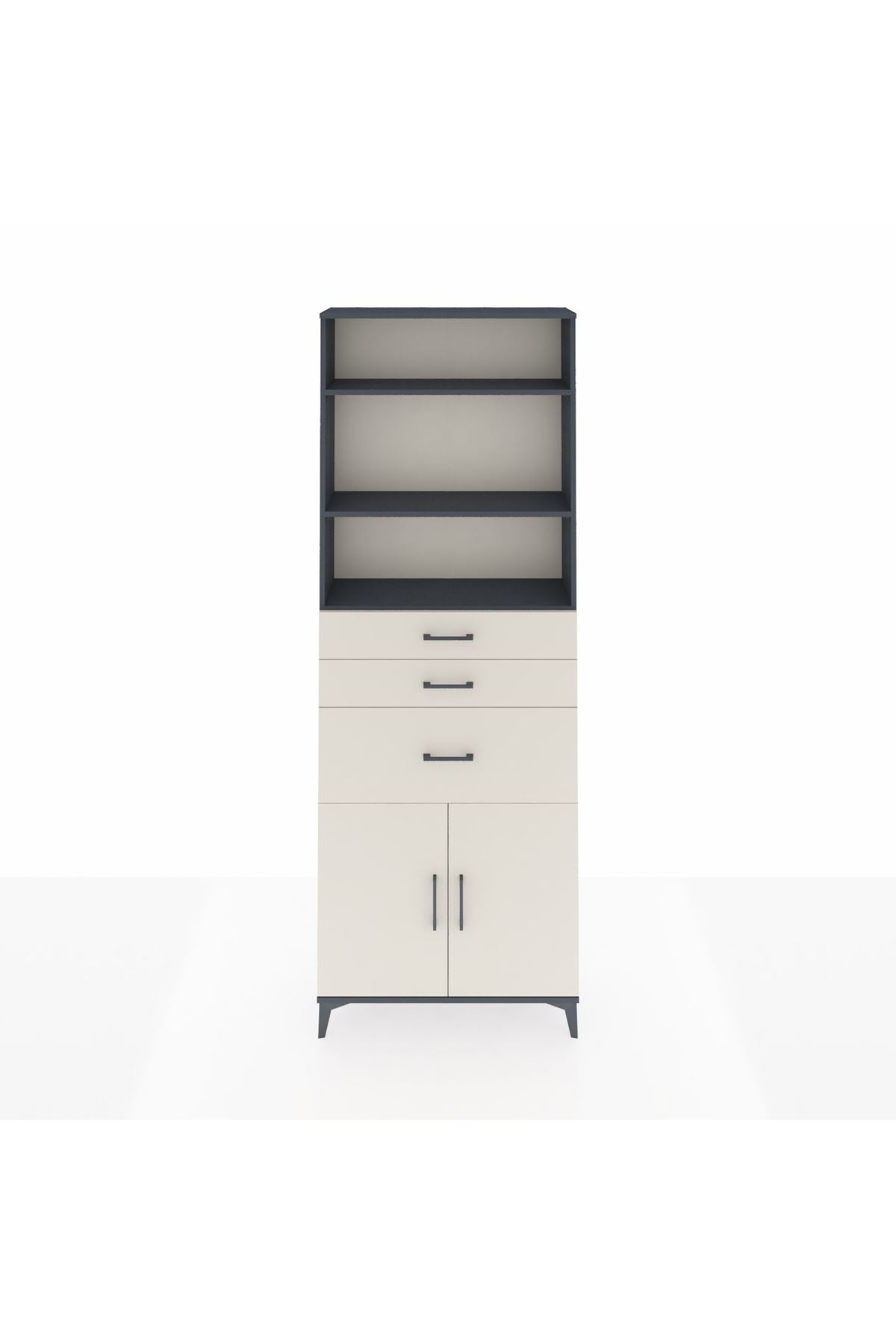 Arges Dolap 4 Raflı 3 Çekmeceli 2 Kapaklı 88x30x243 - S33M082V4A