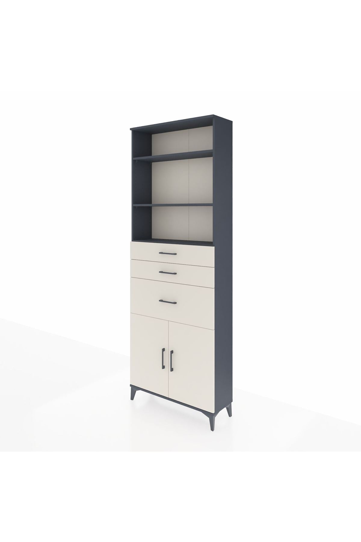 Arges Dolap 4 Raflı 3 Çekmeceli 2 Kapaklı 88x30x243 - S33M082V4A