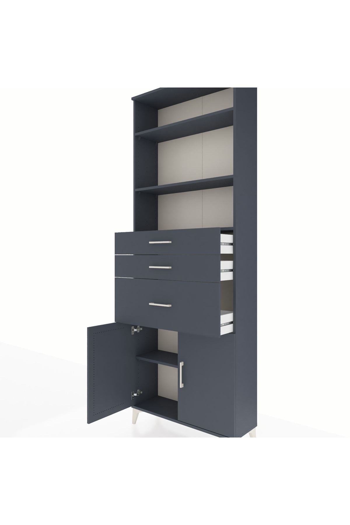Arges Dolap 4 Raflı 3 Çekmeceli 2 Kapaklı 88x30x243 - S33M082V5A