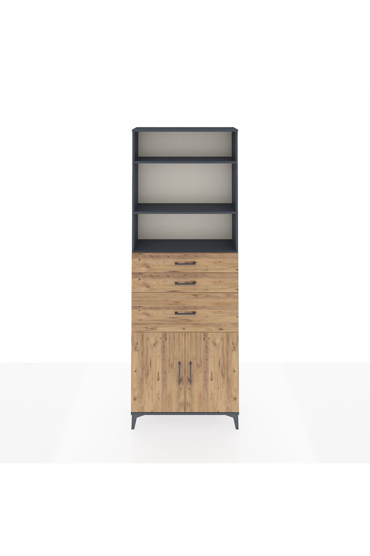 Arges Dolap 4 Raflı 3 Çekmeceli 2 Kapaklı 88x30x243 - S33M082V6A