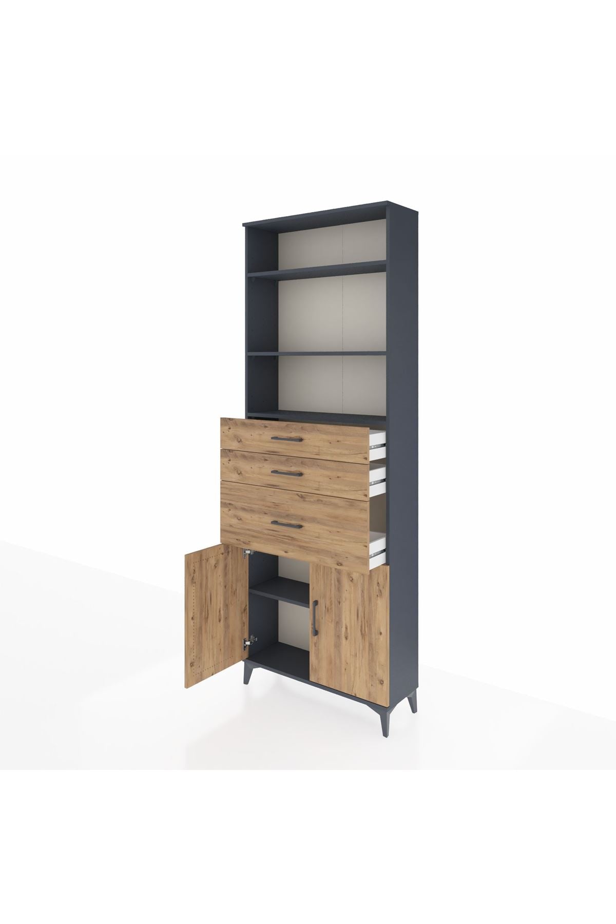 Arges Dolap 4 Raflı 3 Çekmeceli 2 Kapaklı 88x30x243 - S33M082V6A