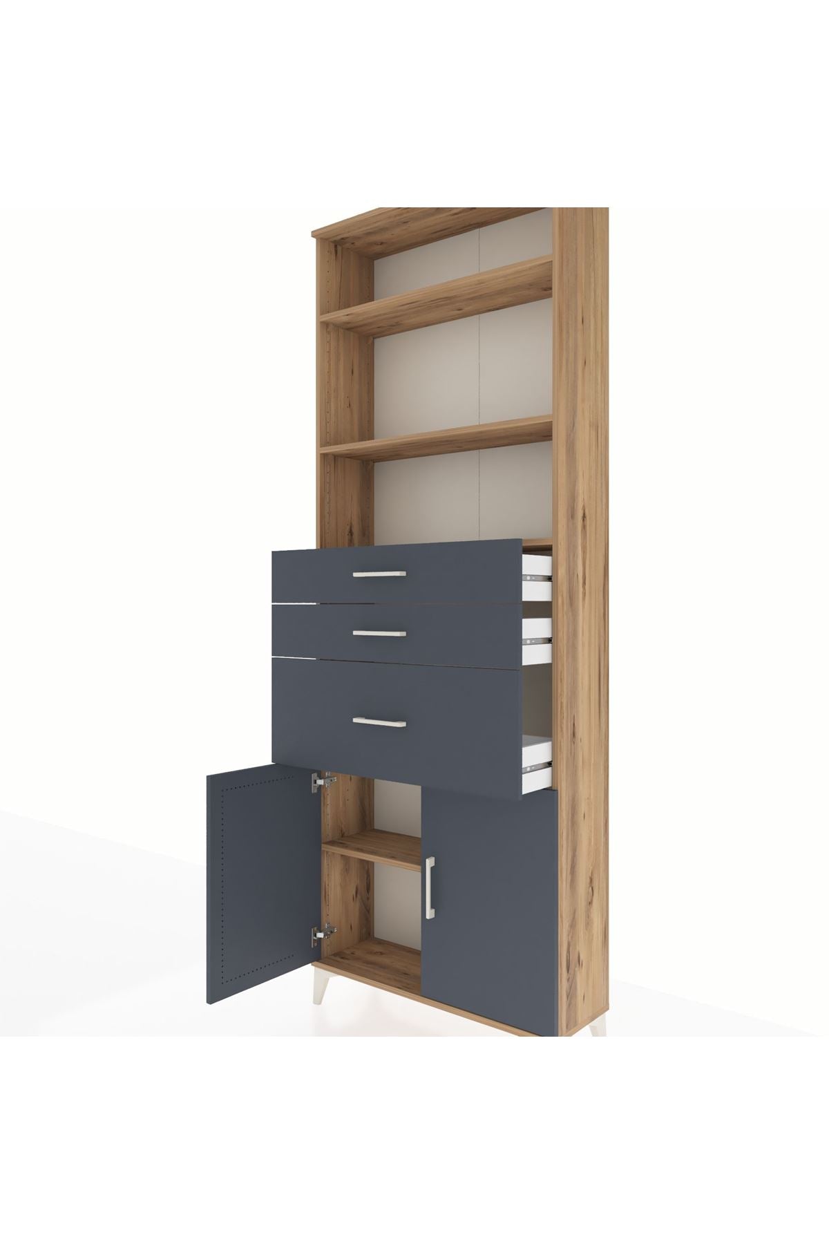 Arges Dolap 4 Raflı 3 Çekmeceli 2 Kapaklı 88x30x243 - S33M082V8A