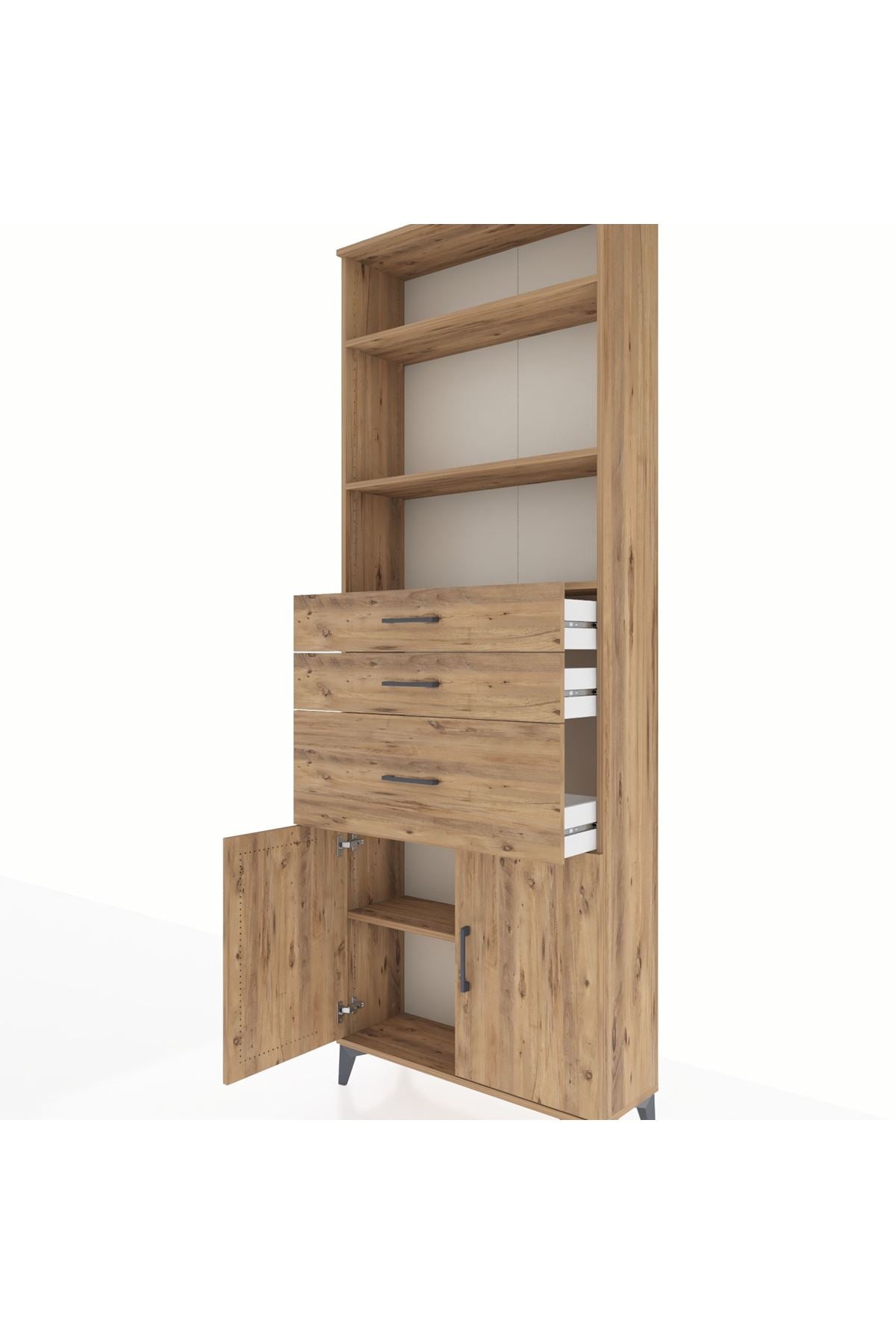 Arges Dolap 4 Raflı 3 Çekmeceli 2 Kapaklı 88x30x243 - S33M082V9A