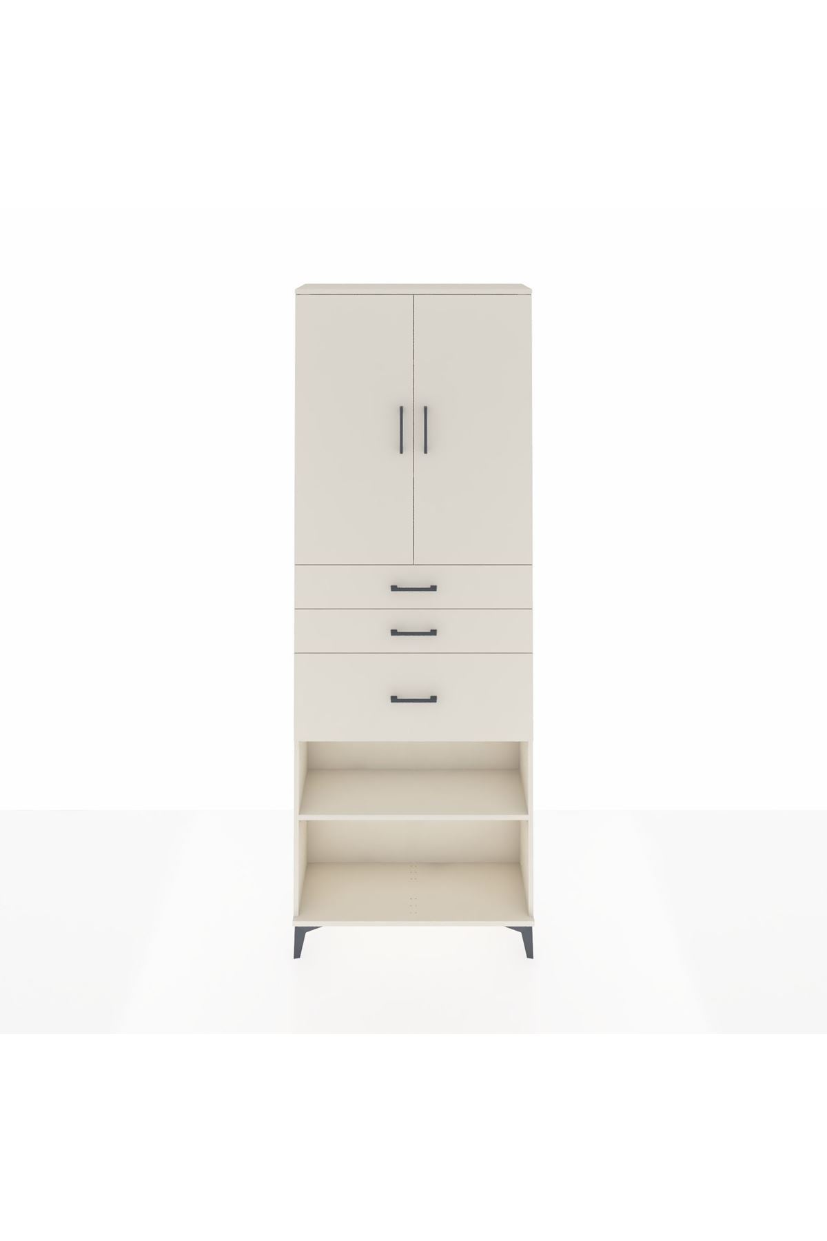 Arges Dolap 4 Raflı 3 Çekmeceli 2 Kapaklı 88x30x243 - S33M083V1A