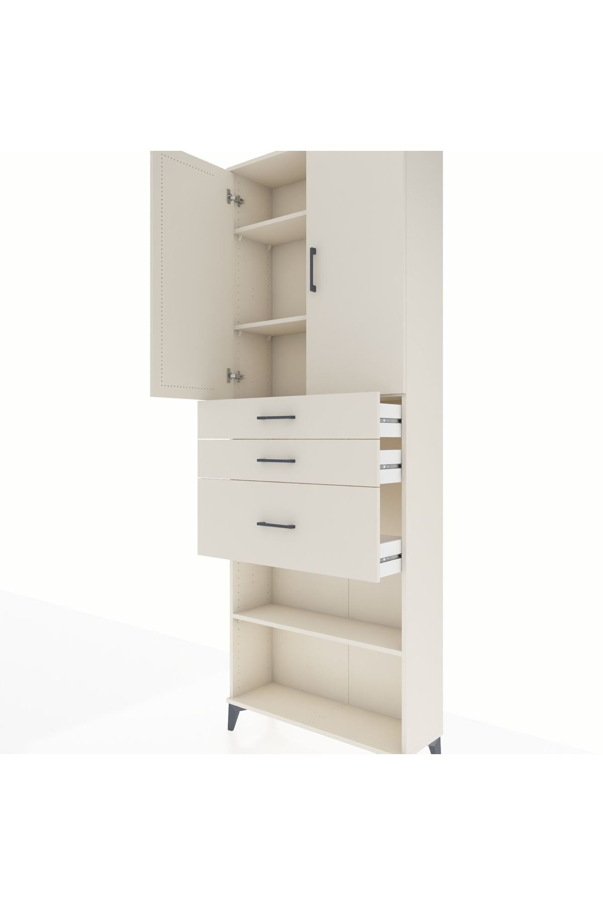 Arges Dolap 4 Raflı 3 Çekmeceli 2 Kapaklı 88x30x243 - S33M083V1A