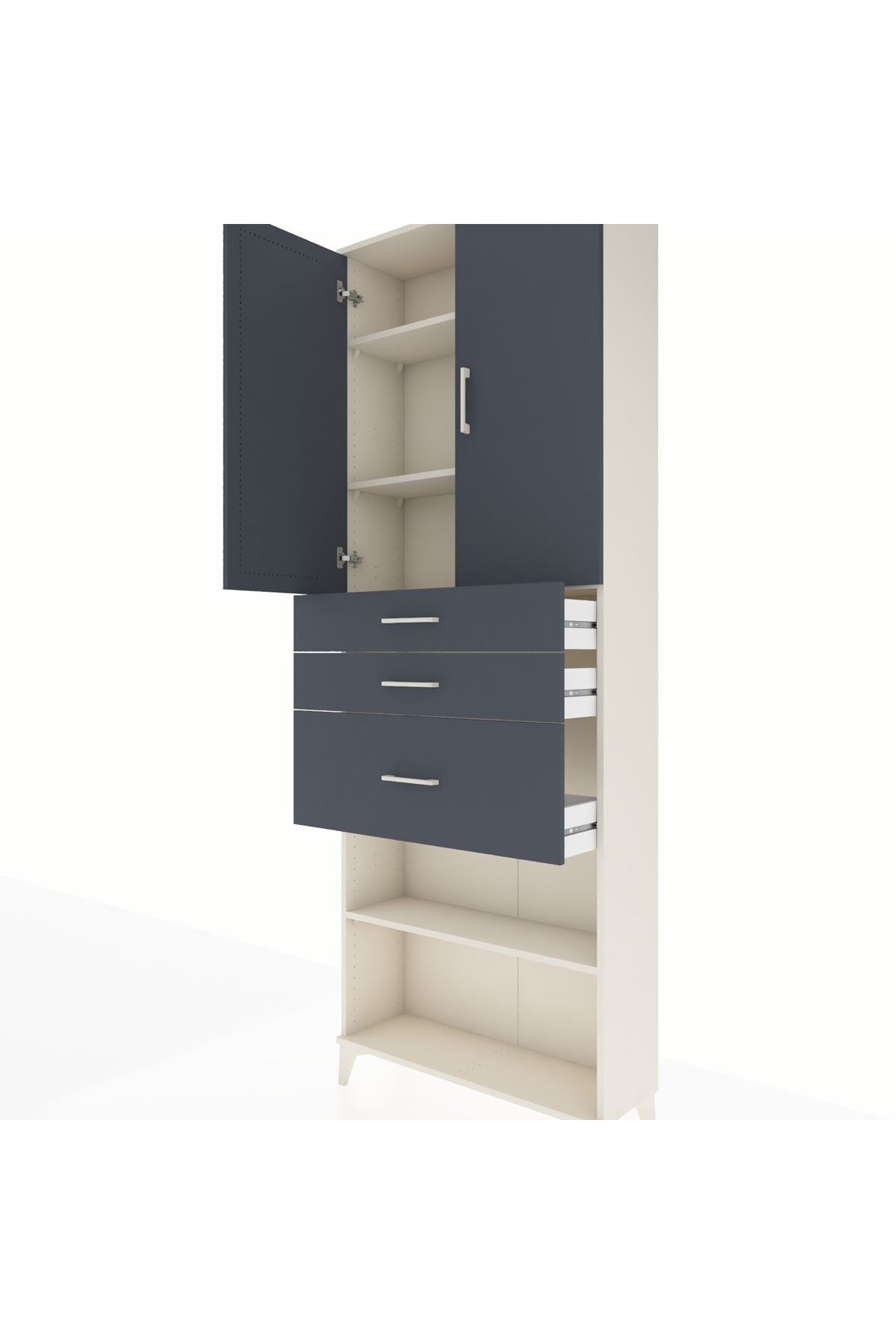 Arges Dolap 4 Raflı 3 Çekmeceli 2 Kapaklı 88x30x243 - S33M083V2A