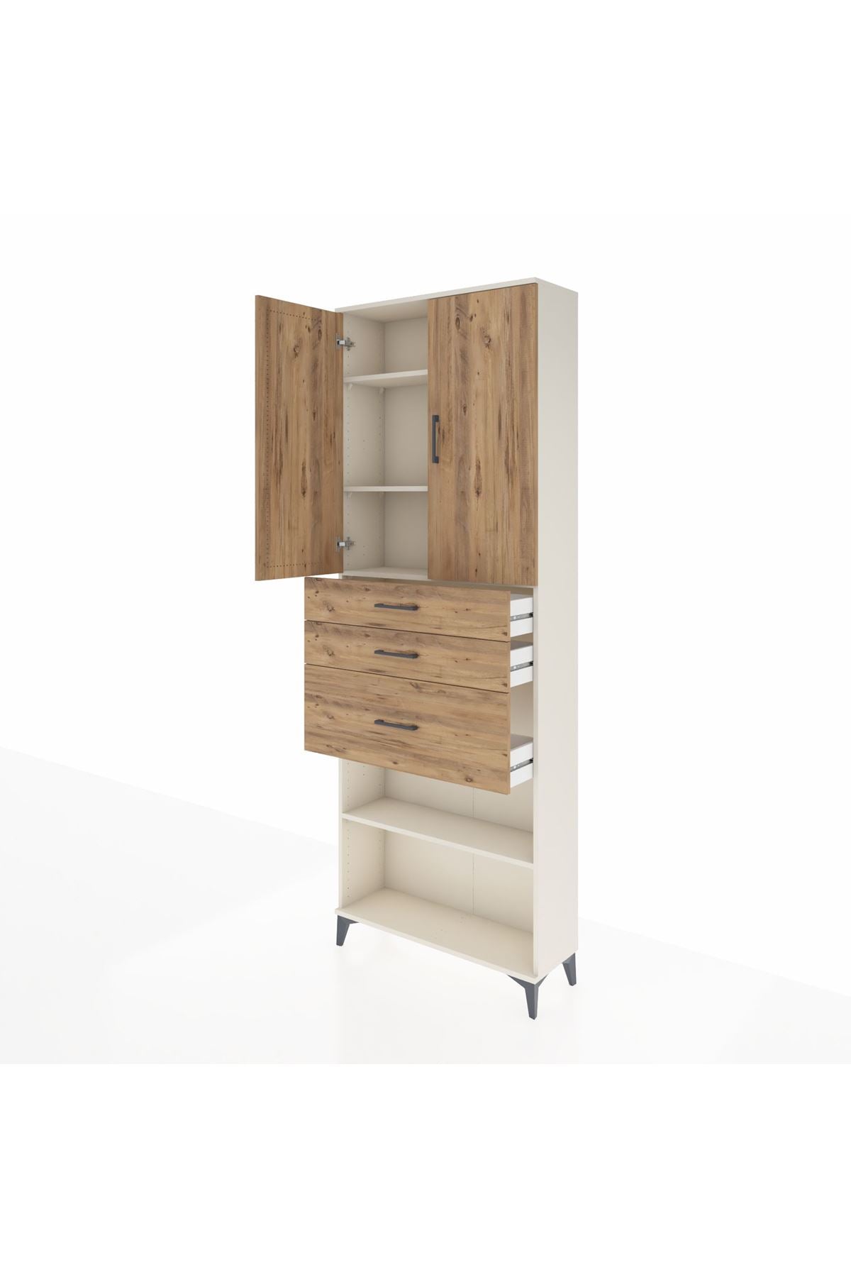 Arges Dolap 4 Raflı 3 Çekmeceli 2 Kapaklı 88x30x243 - S33M083V3A