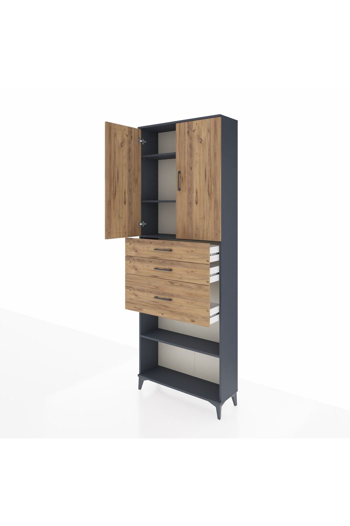 Arges Dolap 4 Raflı 3 Çekmeceli 2 Kapaklı 88x30x243 - S33M083V6A