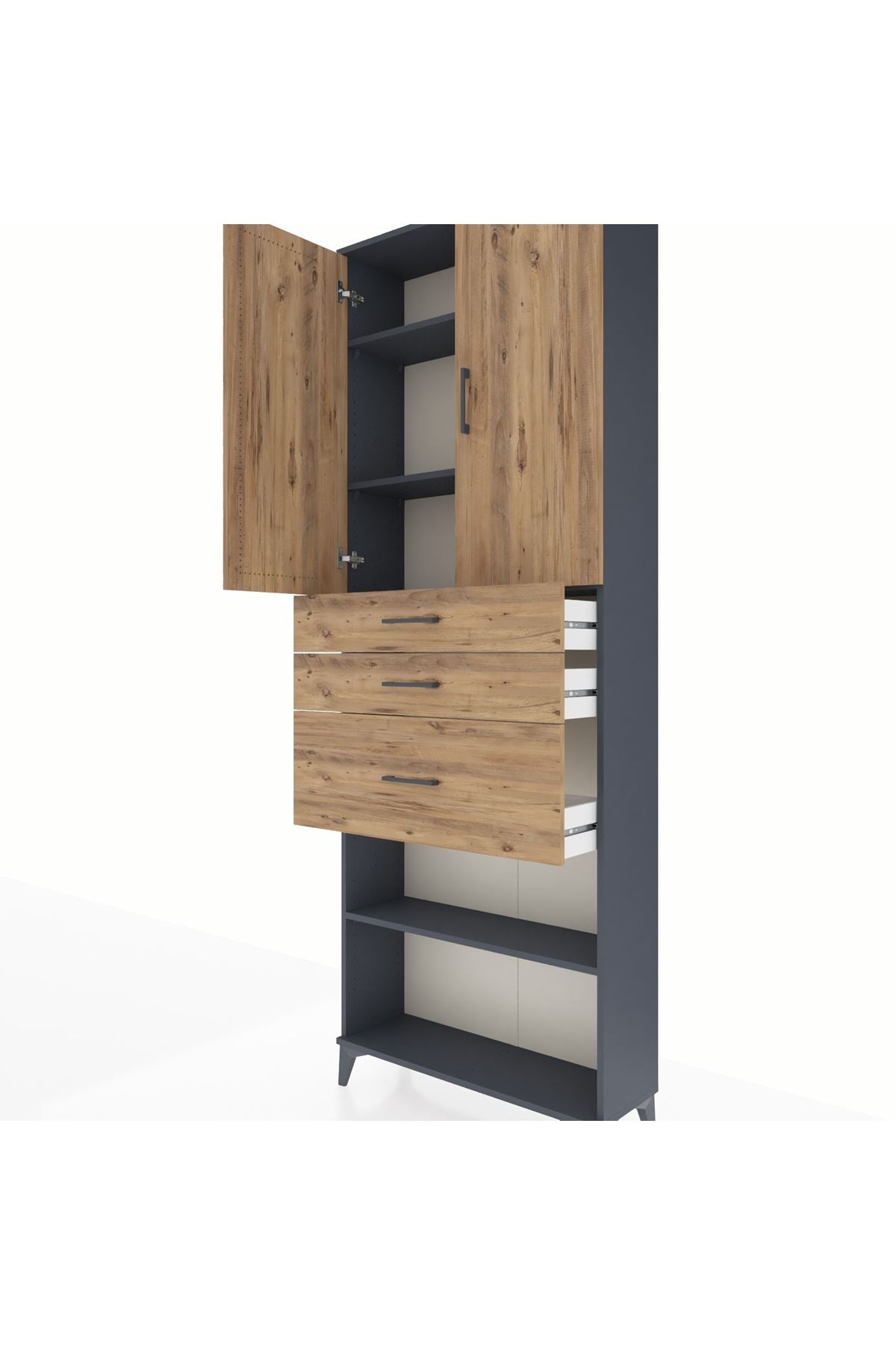 Arges Dolap 4 Raflı 3 Çekmeceli 2 Kapaklı 88x30x243 - S33M083V6A