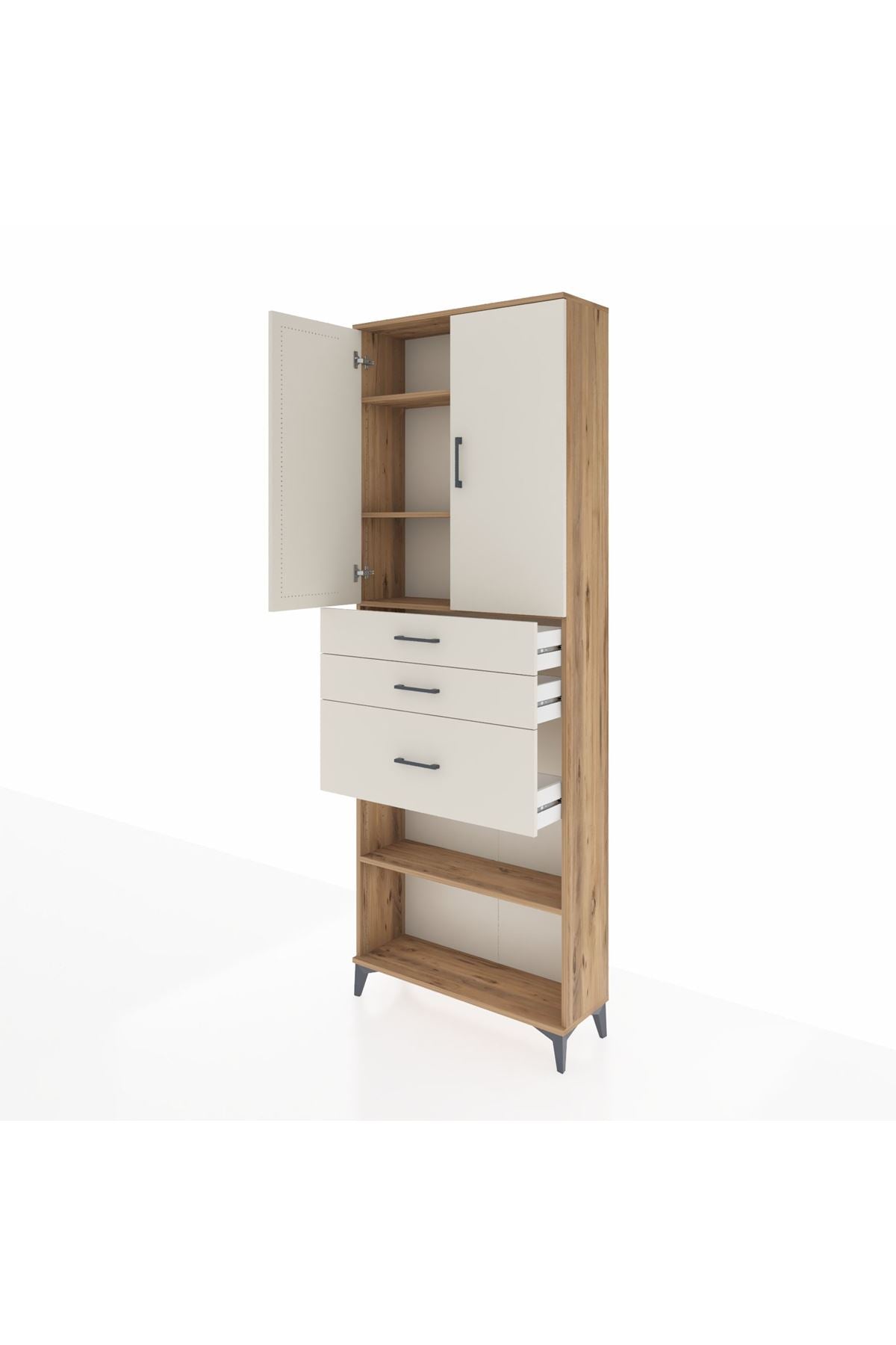 Arges Dolap 4 Raflı 3 Çekmeceli 2 Kapaklı 88x30x243 - S33M083V7A