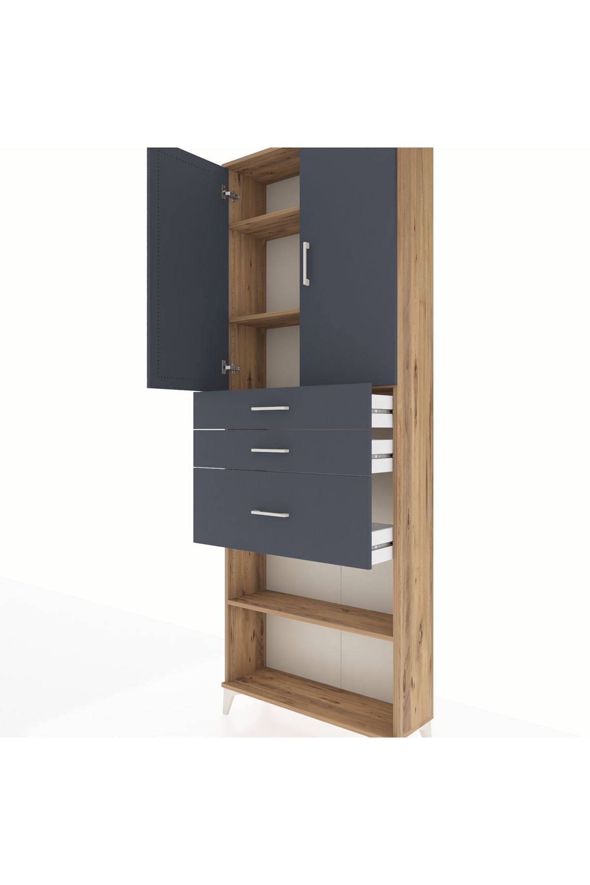 Arges Dolap 4 Raflı 3 Çekmeceli 2 Kapaklı 88x30x243 - S33M083V8A