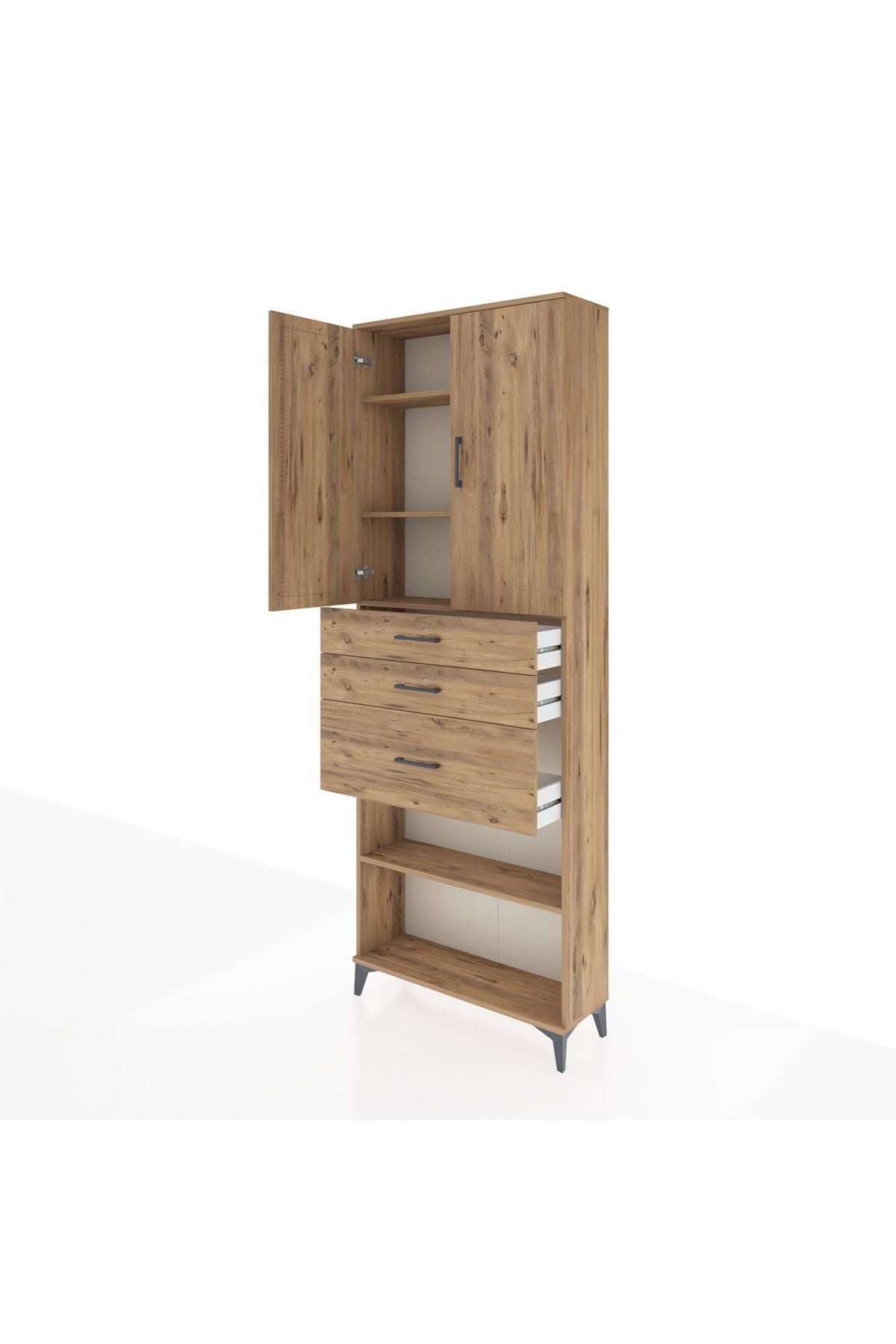 Arges Dolap 4 Raflı 3 Çekmeceli 2 Kapaklı 88x30x243 - S33M083V9A