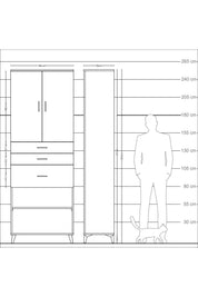 Arges Dolap 4 Raflı 3 Çekmeceli 2 Kapaklı 88x30x243 - S33M083V9A