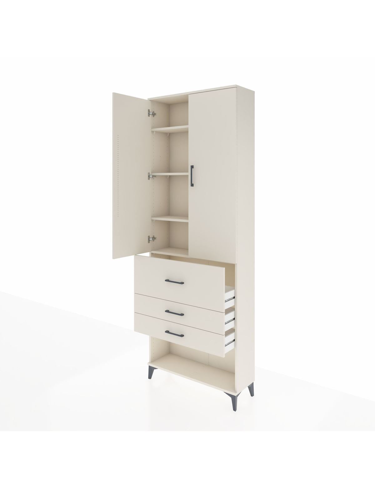 Arges Dolap 4 Raflı 3 Çekmeceli 2 Kapaklı 88x30x243 - S33M087V1A