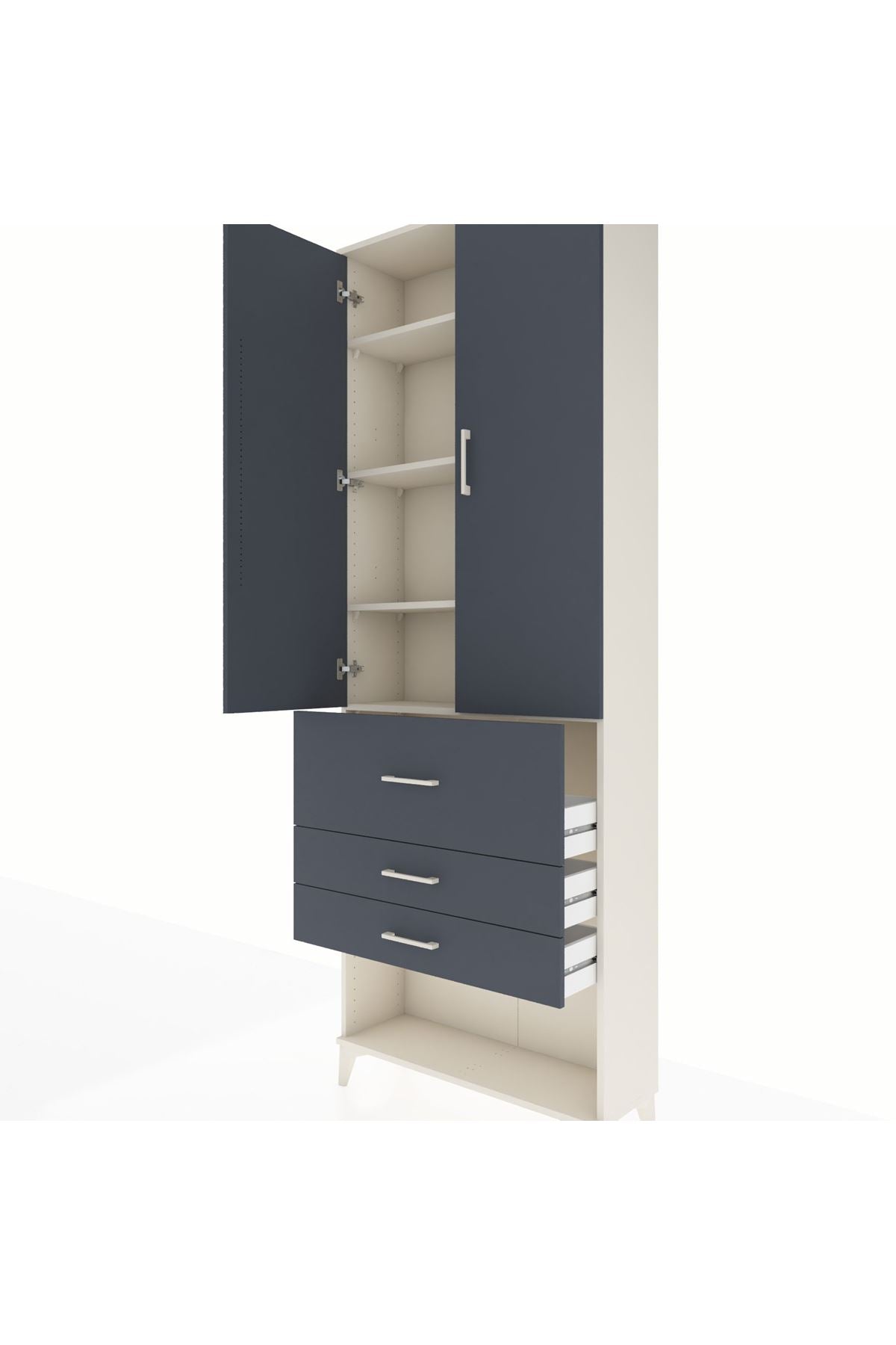Arges Dolap 4 Raflı 3 Çekmeceli 2 Kapaklı 88x30x243 - S33M087V2A