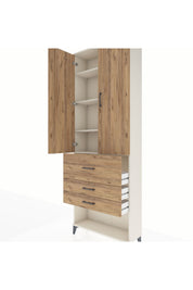 Arges Dolap 4 Raflı 3 Çekmeceli 2 Kapaklı 88x30x243 - S33M087V3A