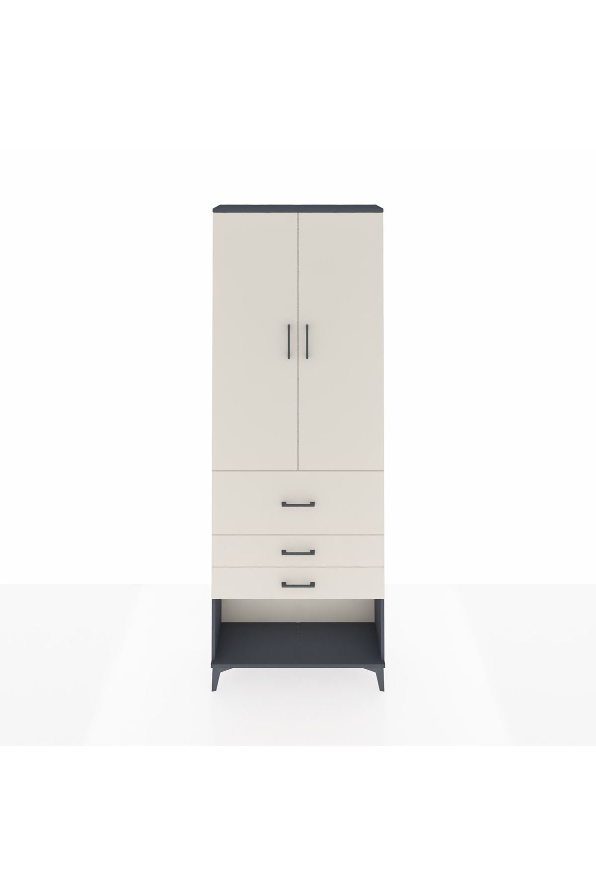 Arges Dolap 4 Raflı 3 Çekmeceli 2 Kapaklı 88x30x243 - S33M087V4A