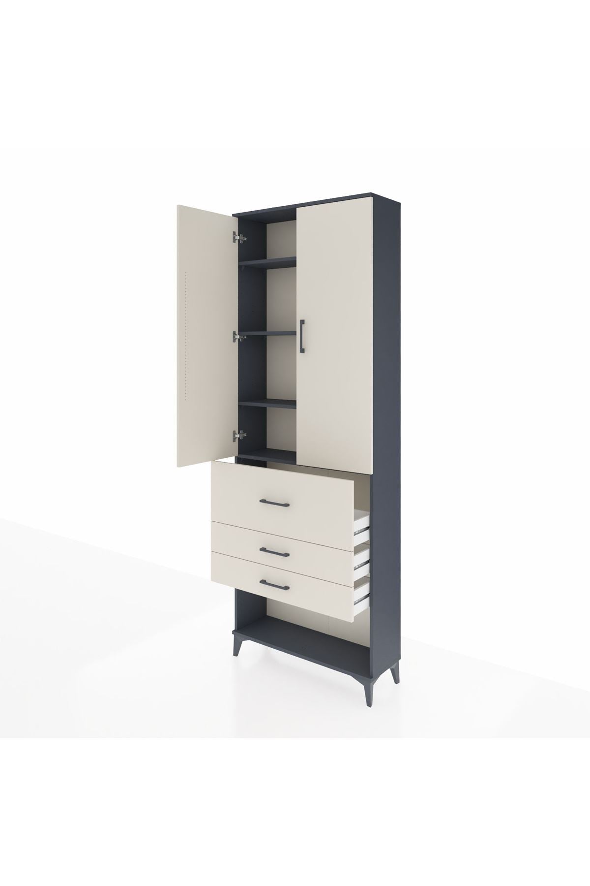 Arges Dolap 4 Raflı 3 Çekmeceli 2 Kapaklı 88x30x243 - S33M087V4A