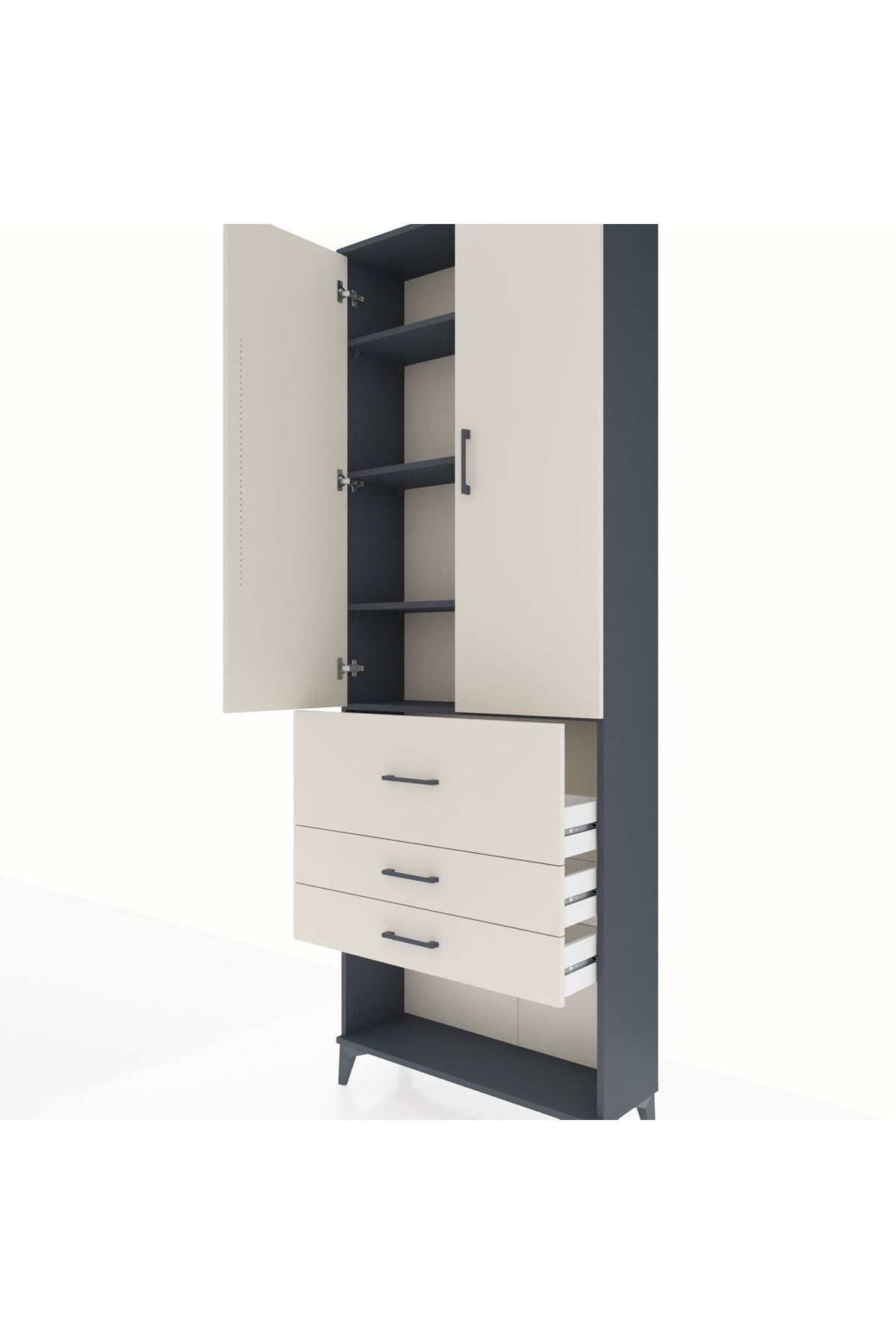 Arges Dolap 4 Raflı 3 Çekmeceli 2 Kapaklı 88x30x243 - S33M087V4A