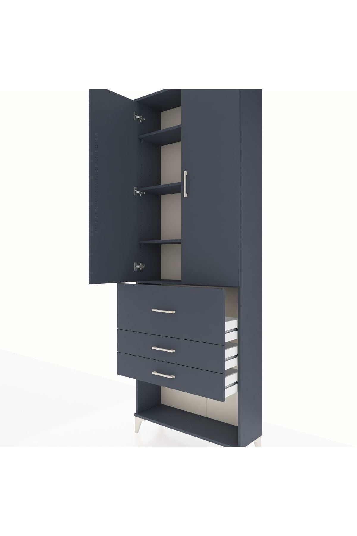 Arges Dolap 4 Raflı 3 Çekmeceli 2 Kapaklı 88x30x243 - S33M087V5A