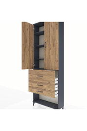 Arges Dolap 4 Raflı 3 Çekmeceli 2 Kapaklı 88x30x243 - S33M087V6A