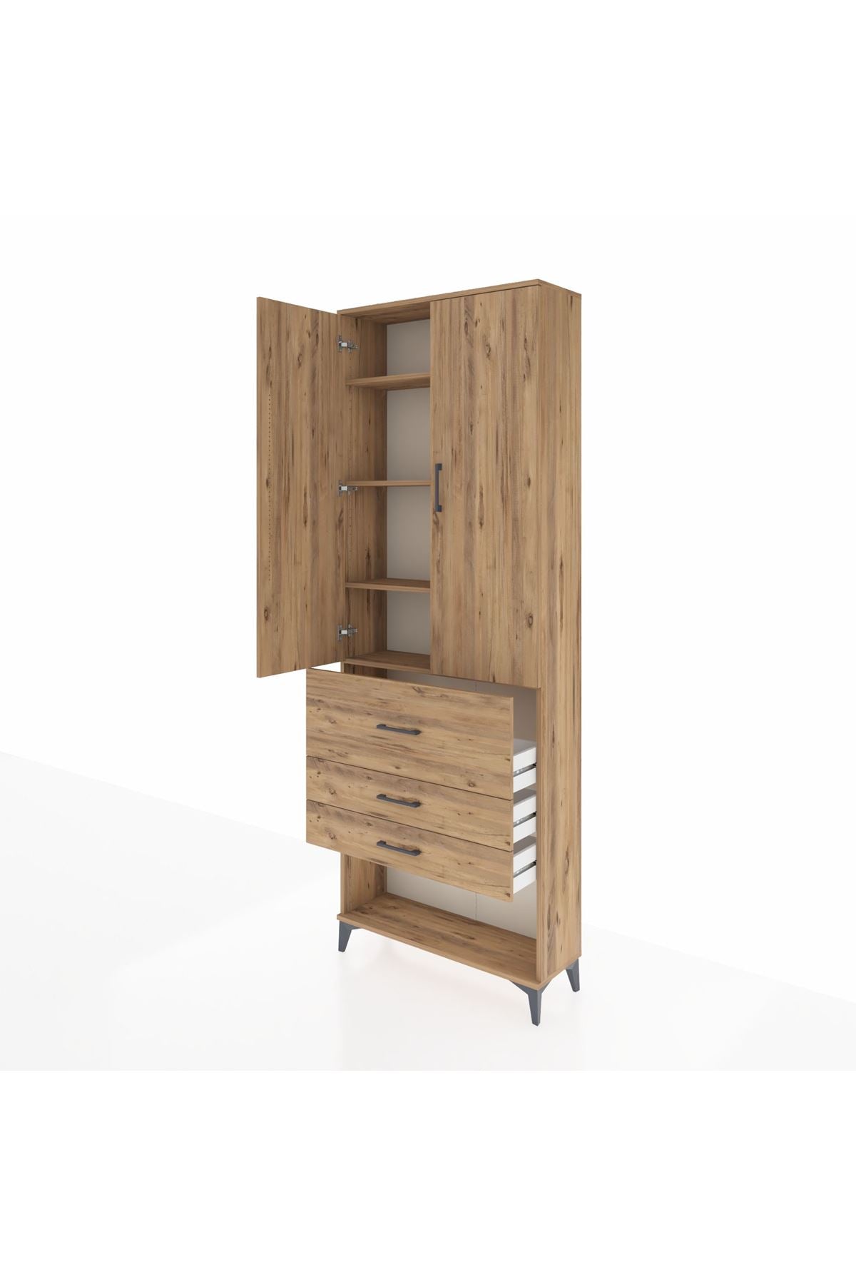 Arges Dolap 4 Raflı 3 Çekmeceli 2 Kapaklı 88x30x243 - S33M087V9A