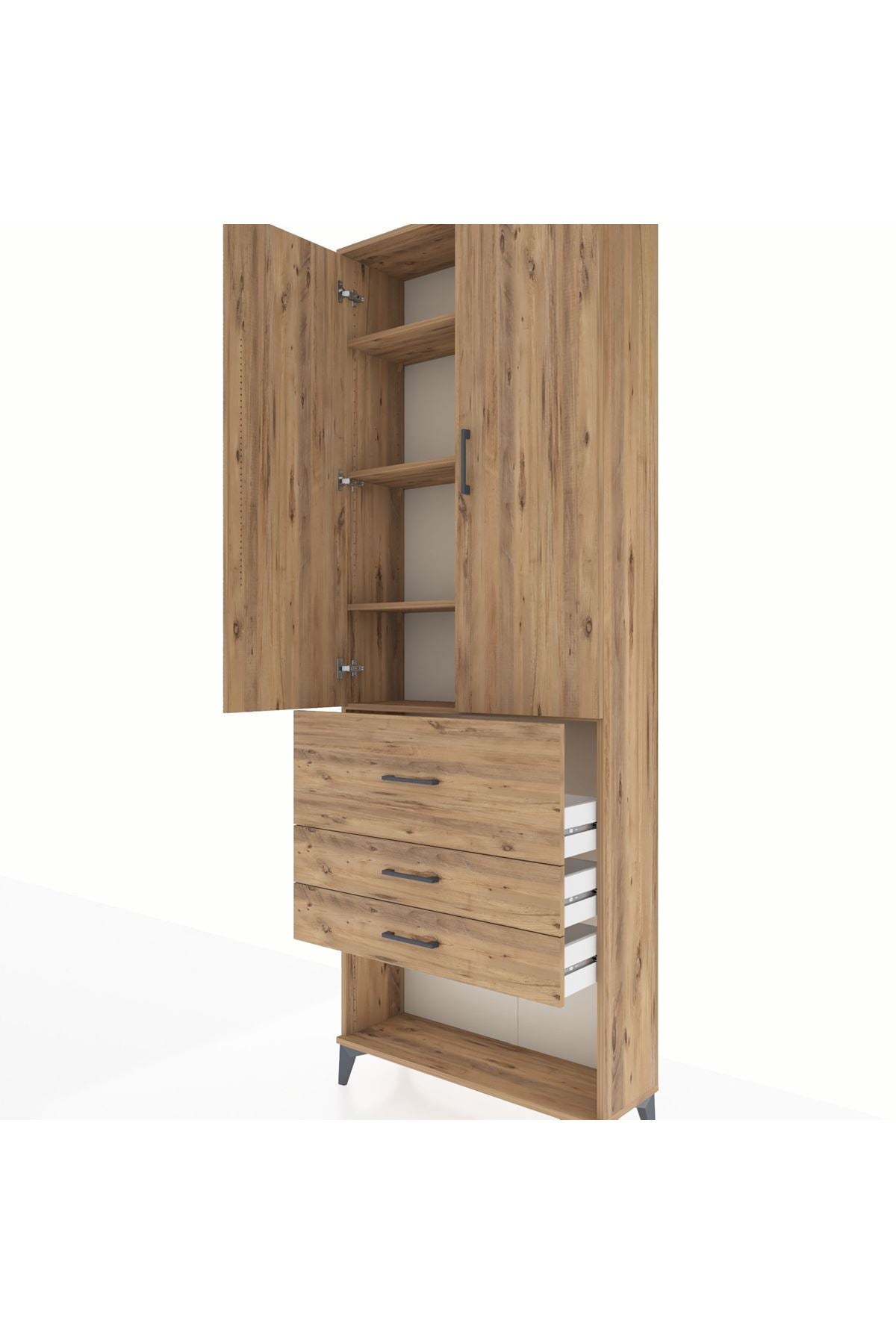Arges Dolap 4 Raflı 3 Çekmeceli 2 Kapaklı 88x30x243 - S33M087V9A