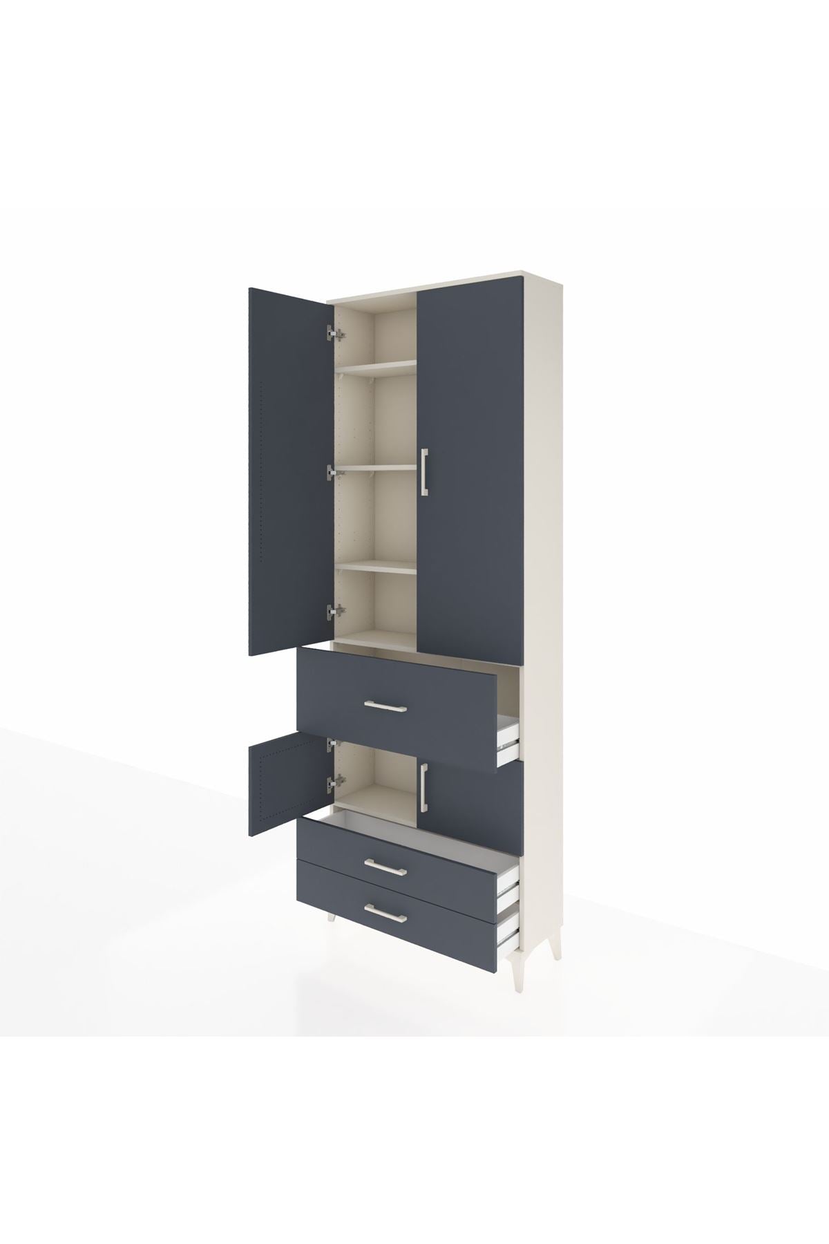 Arges Dolap 5 Raflı 3 Çekmeceli 4 Kapaklı 88x30x243 - S33M089V2A