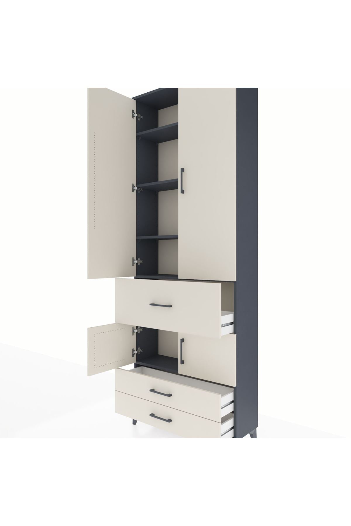 Arges Dolap 5 Raflı 3 Çekmeceli 4 Kapaklı 88x30x243 - S33M089V4A