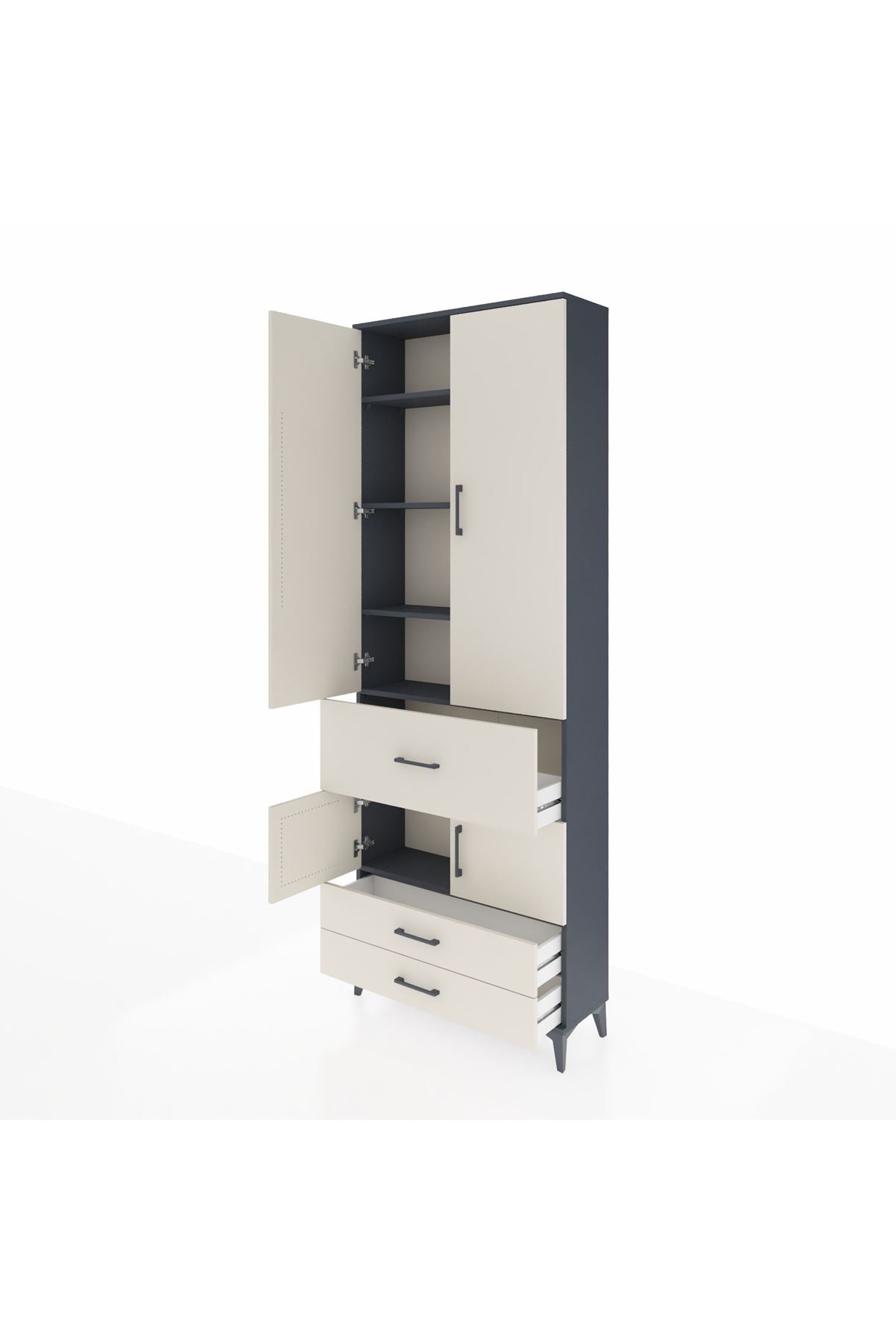 Arges Dolap 5 Raflı 3 Çekmeceli 4 Kapaklı 88x30x243 - S33M089V4A