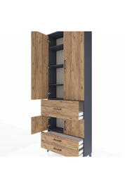 Arges Dolap 5 Raflı 3 Çekmeceli 4 Kapaklı 88x30x243 - S33M089V6A