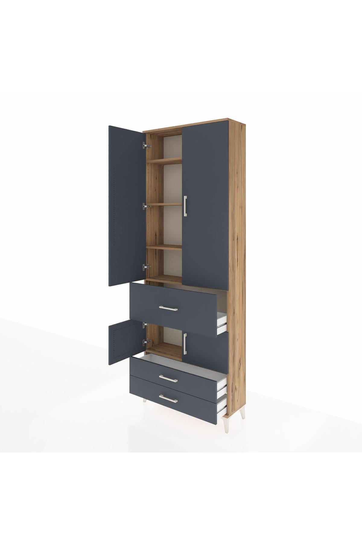 Arges Dolap 5 Raflı 3 Çekmeceli 4 Kapaklı 88x30x243 - S33M089V8A