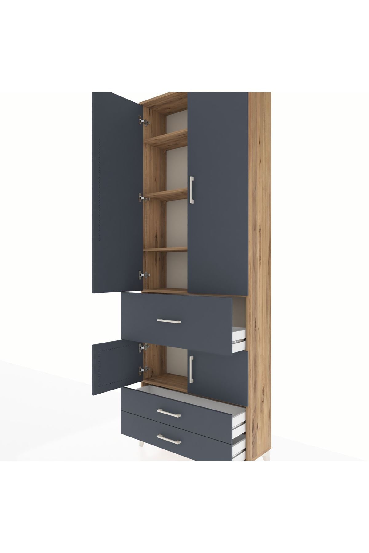 Arges Dolap 5 Raflı 3 Çekmeceli 4 Kapaklı 88x30x243 - S33M089V8A