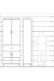 Arges Dolap 5 Raflı 3 Çekmeceli 4 Kapaklı 88x30x243 - S33M089V9A