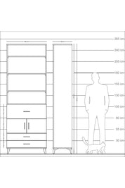 Arges Dolap 5 Raflı 3 Çekmeceli 2 Kapaklı 88x30x243 - S33M090V5A