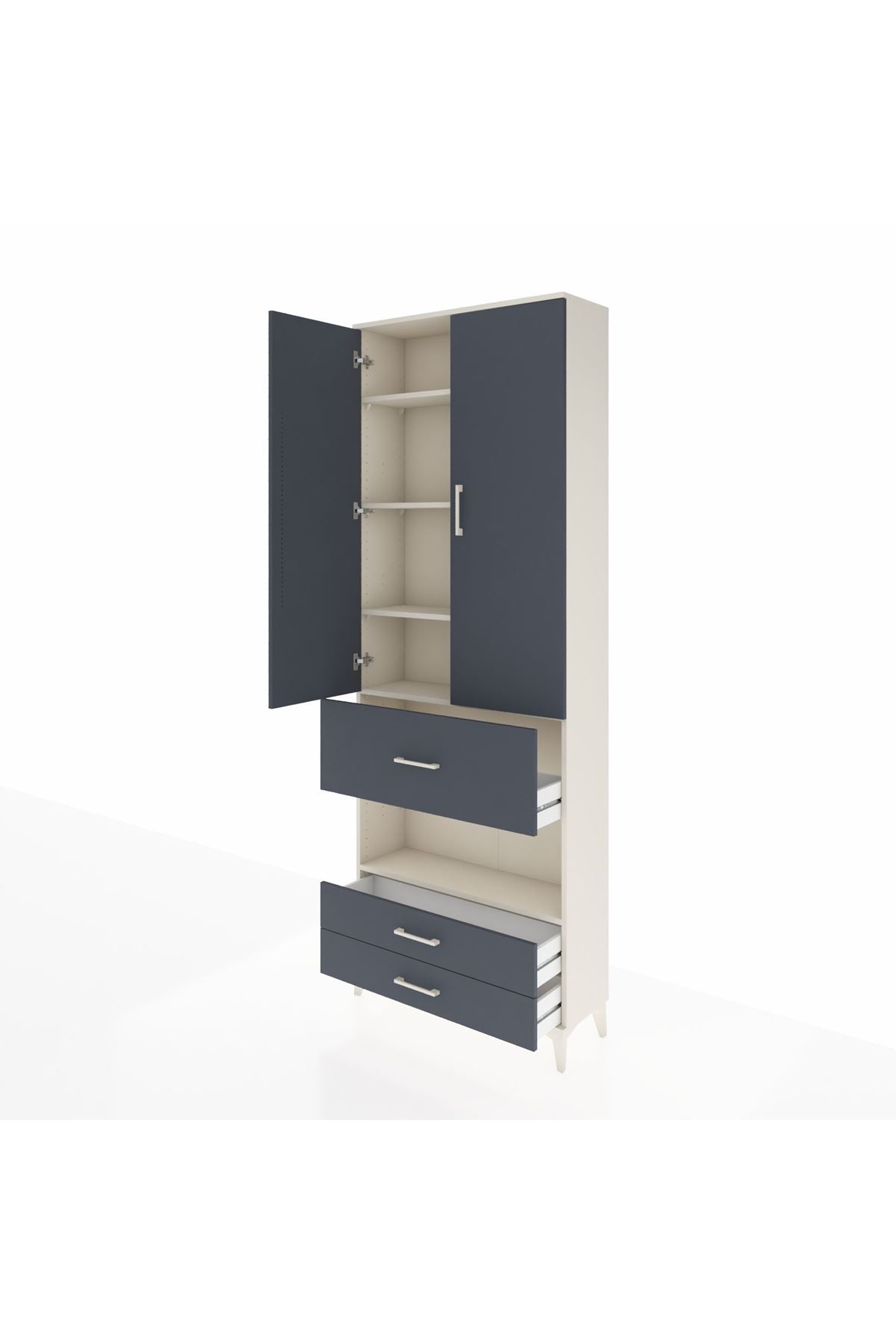 Arges Dolap 5 Raflı 3 Çekmeceli 2 Kapaklı 88x30x243 - S33M091V2A