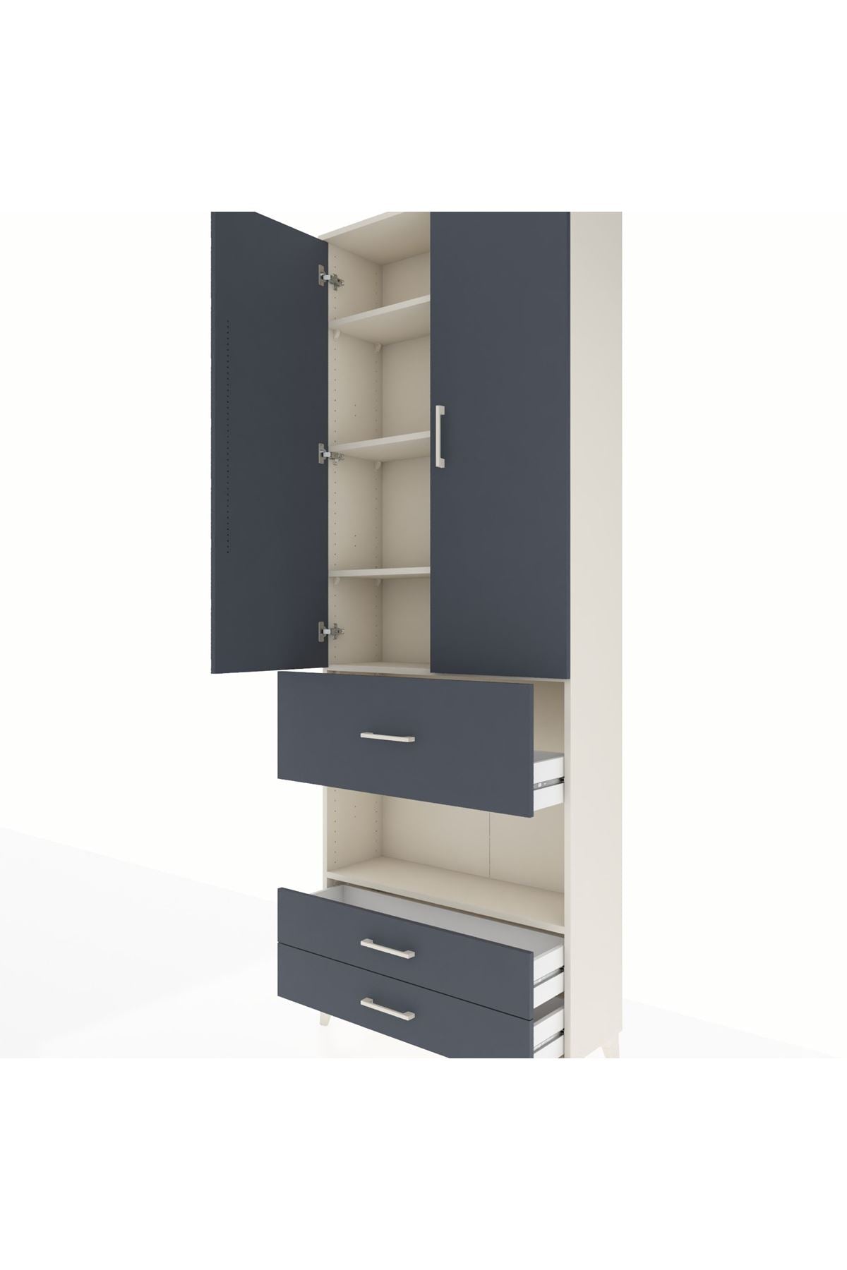 Arges Dolap 5 Raflı 3 Çekmeceli 2 Kapaklı 88x30x243 - S33M091V2A