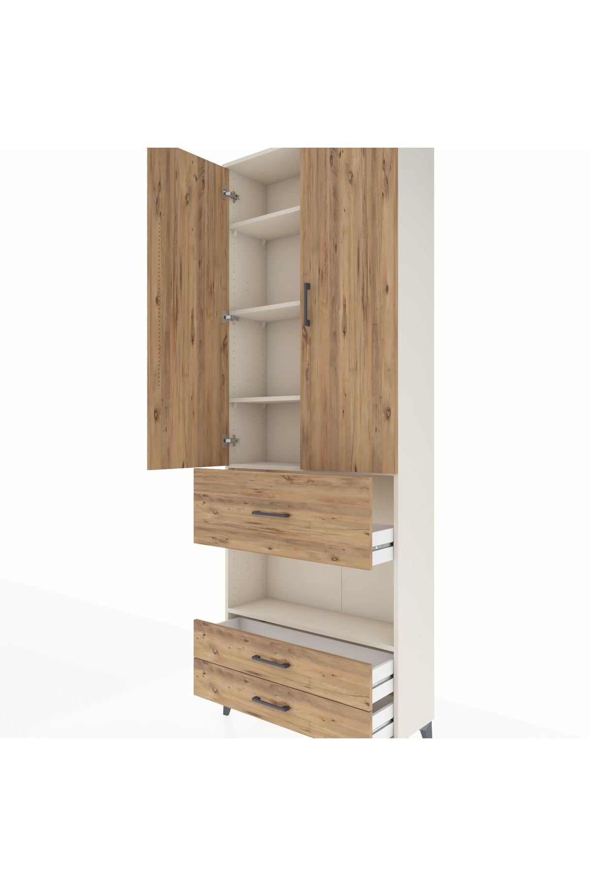 Arges Dolap 5 Raflı 3 Çekmeceli 2 Kapaklı 88x30x243 - S33M091V3A