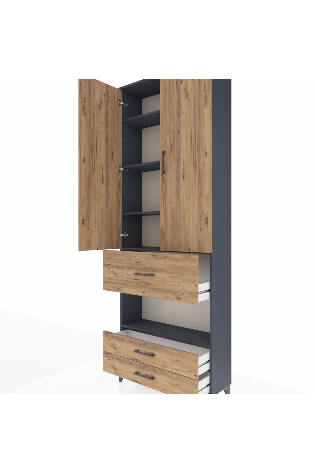 Arges Dolap 5 Raflı 3 Çekmeceli 2 Kapaklı 88x30x243 - S33M091V6A