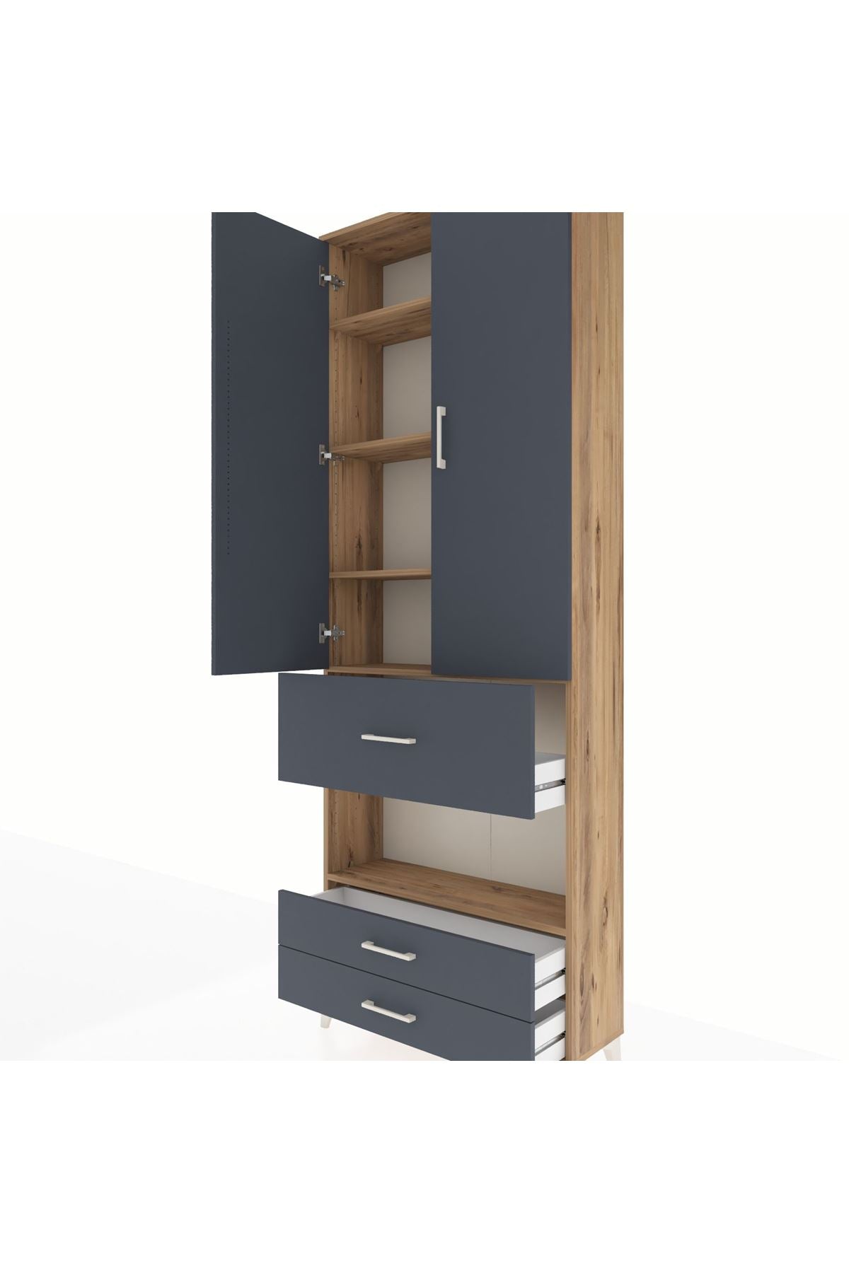 Arges Dolap 5 Raflı 3 Çekmeceli 2 Kapaklı 88x30x243 - S33M091V8A