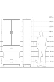 Arges Dolap 5 Raflı 3 Çekmeceli 2 Kapaklı 88x30x243 - S33M091V9A