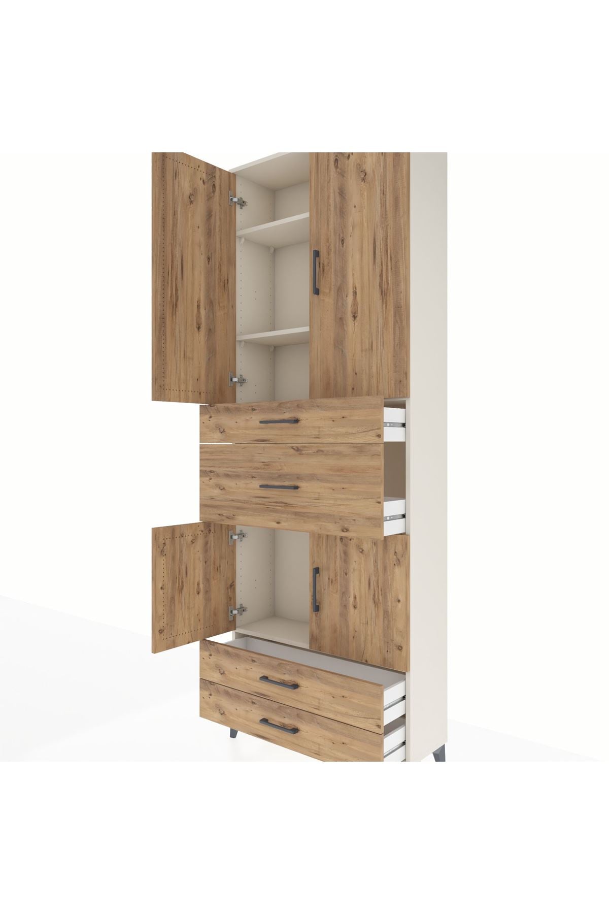 Arges Dolap 4 Raflı 4 Çekmeceli 4 Kapaklı 88x30x243 - S33M093V3A