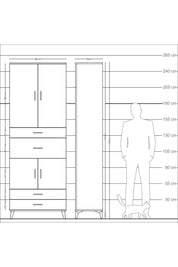 Arges Dolap 4 Raflı 4 Çekmeceli 4 Kapaklı 88x30x243 - S33M093V3A