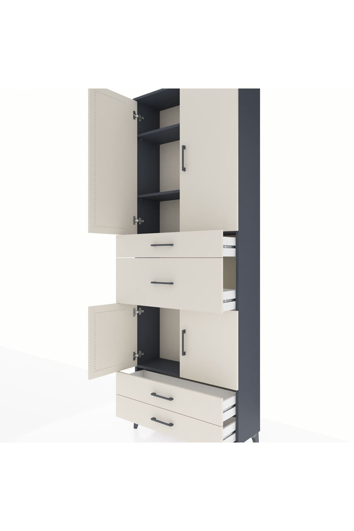 Arges Dolap 4 Raflı 4 Çekmeceli 4 Kapaklı 88x30x243 - S33M093V4A