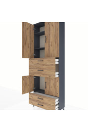 Arges Dolap 4 Raflı 4 Çekmeceli 4 Kapaklı 88x30x243 - S33M093V6A