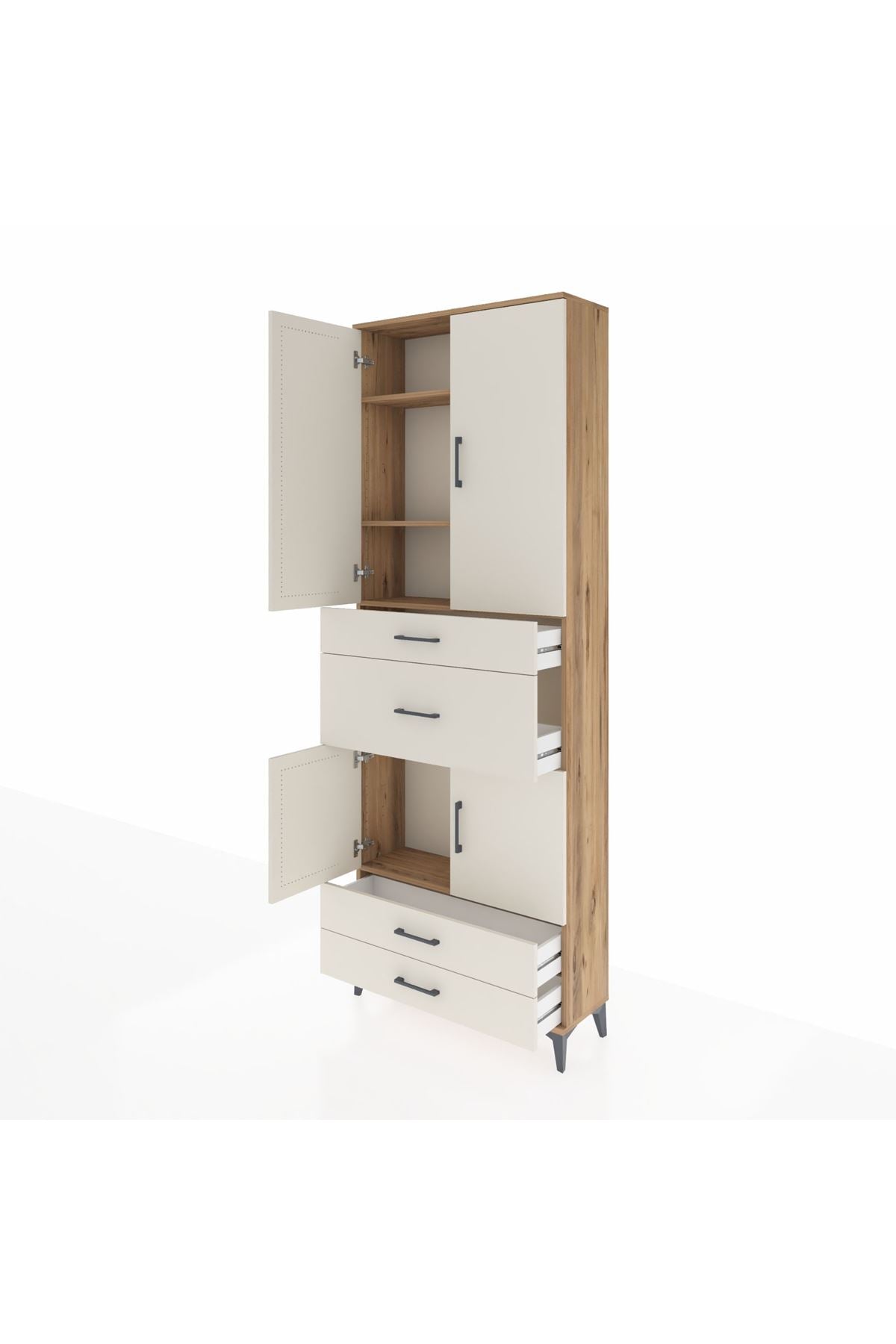 Arges Dolap 4 Raflı 4 Çekmeceli 4 Kapaklı 88x30x243 - S33M093V7A