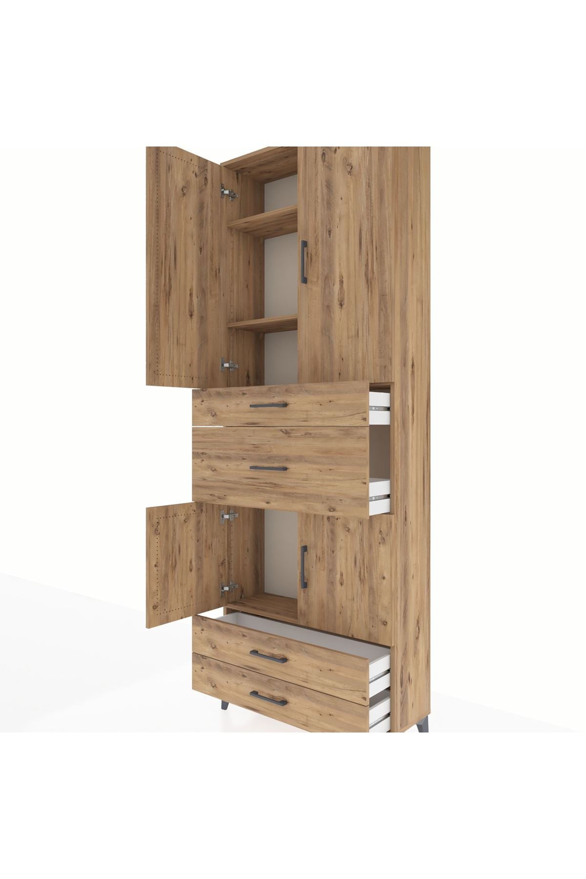 Arges Dolap 4 Raflı 4 Çekmeceli 4 Kapaklı 88x30x243 - S33M093V9A
