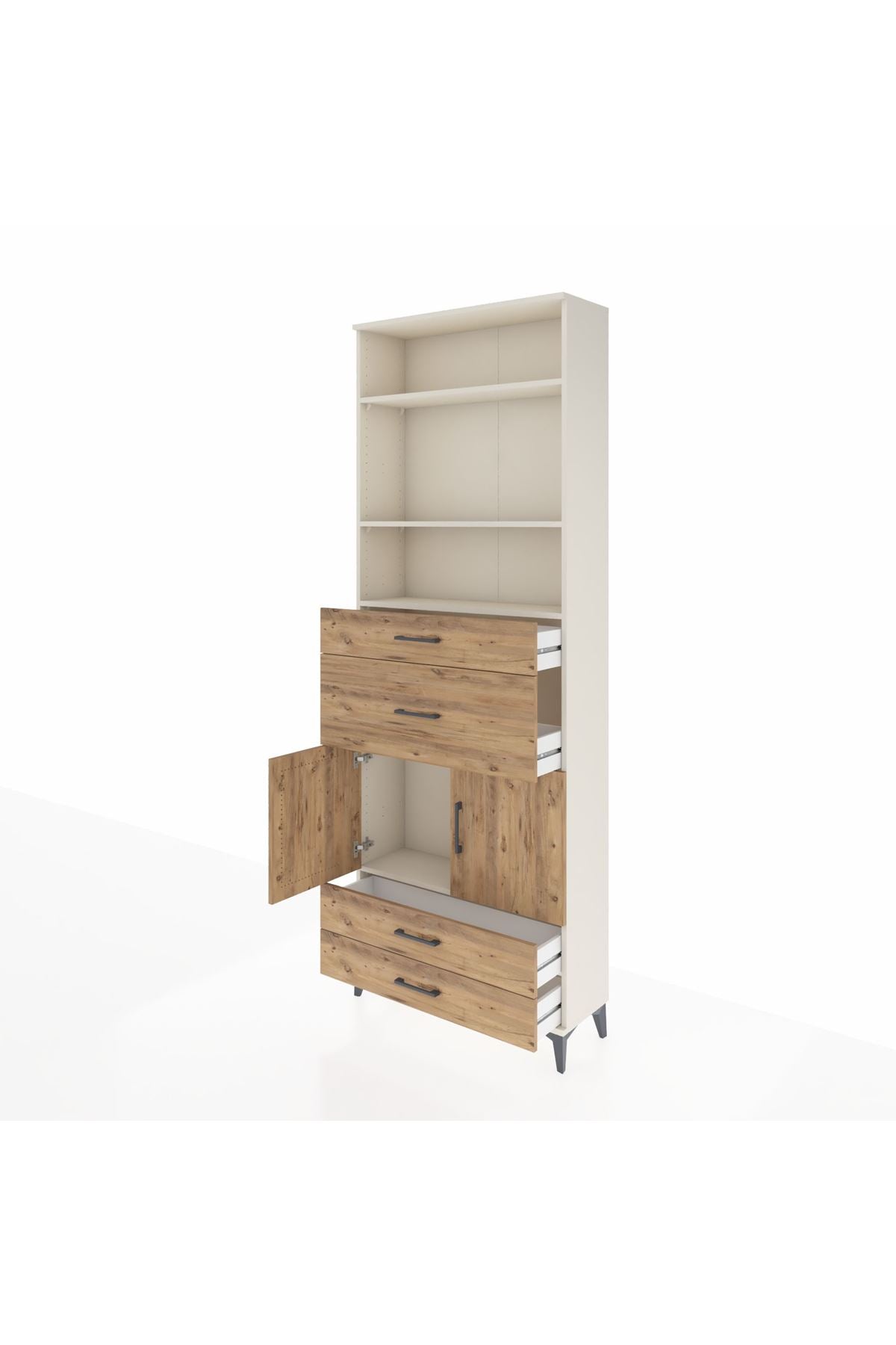 Arges Dolap 4 Raflı 4 Çekmeceli 2 Kapaklı 88x30x243 - S33M094V3A